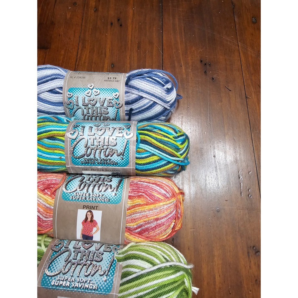 Hobby Lobby I Love This Cotton Yarn Bundle 7 Skeins Prints 100% Cotton - Picture 4 of 4